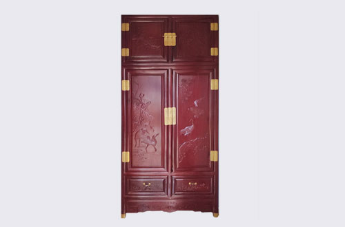 将乐高端中式家居装修深红色纯实木衣柜